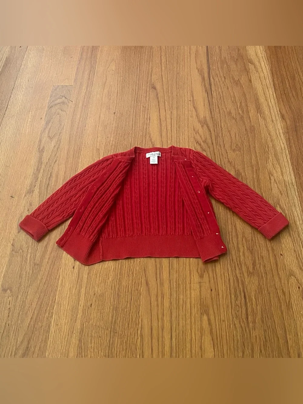 Ralph Lauren Red Mini Cable Knit Button Cardigan for Kids